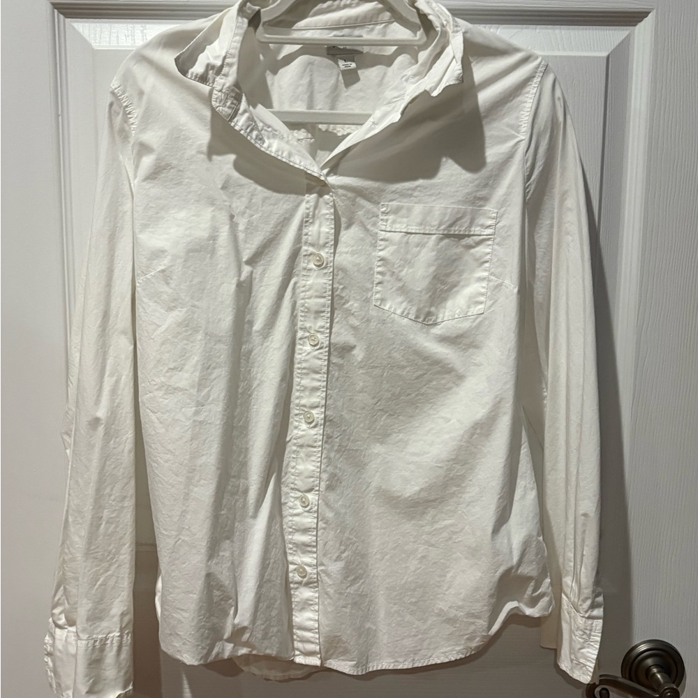 J. Crew White Casual Button Down Shirt